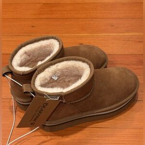 NWT Bearpaw Cozy brown slip in platform ankle boots 8 (fit size 7)